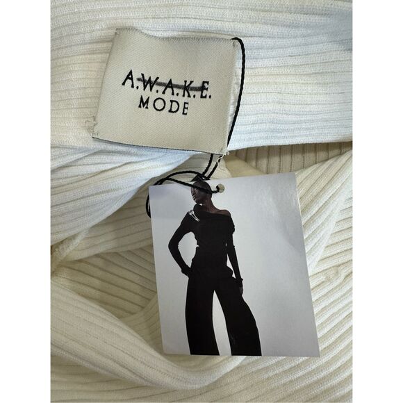 NWT A.W.A.K.E. Mode Ribbed Off The Shoulder Pullover Sweater Ivory Medium $535 - Picture 9 of 10